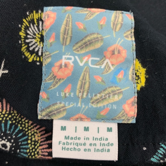 RVCA Lotus Black Space Print V-Neck Casual… - Picture 11 of 14